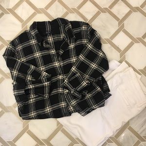 Madewell Black and White Flannel Button Down